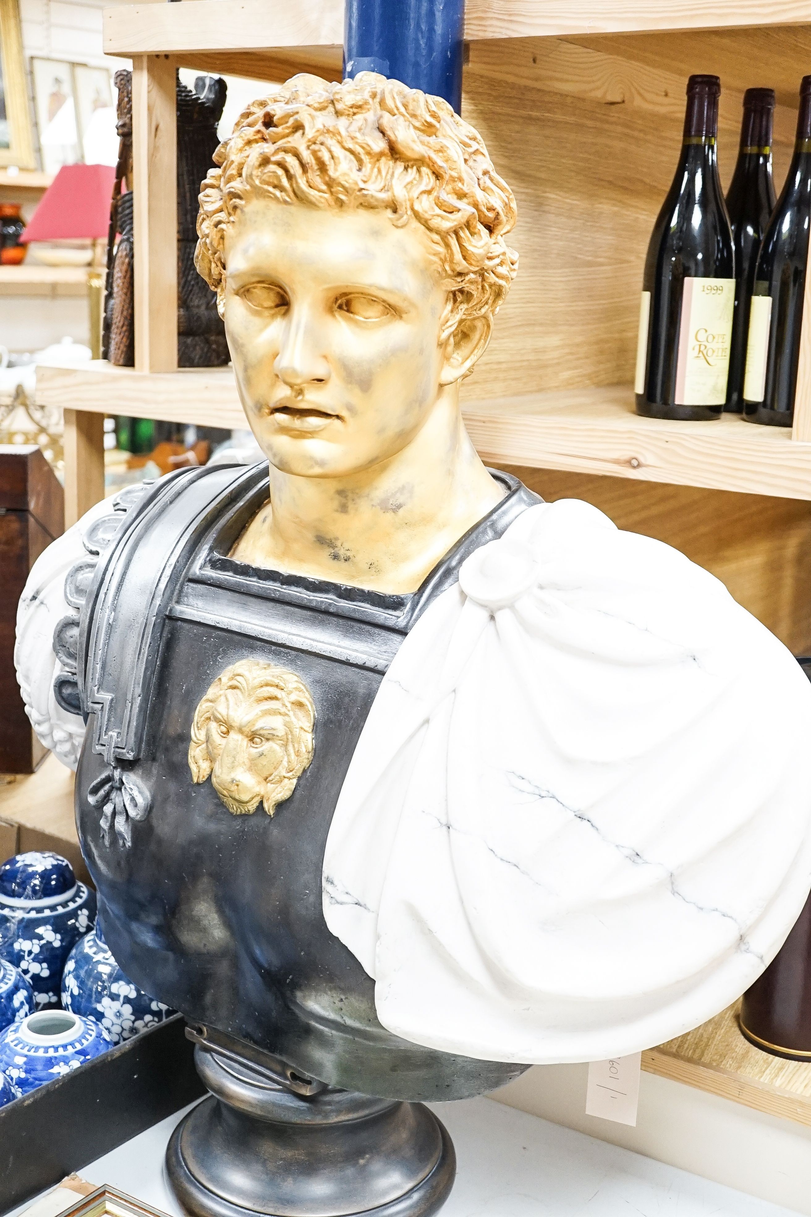 A pair of Roman style busts of Emperors, after the antique, tallest 82cm